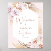 Boho Frame Pampas Gras Baby Dusche Empfang Poster (Vorne)