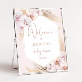 Boho Frame Pampas Gras Baby Dusche Empfang Poster