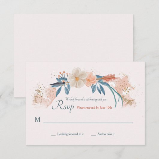 Boho Frame RSVP-Karte RSVP Karte (Vorne/Hinten)