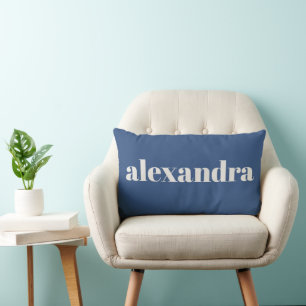 Boho Französisch Blau Personalisierter Name Modern Lendenkissen
