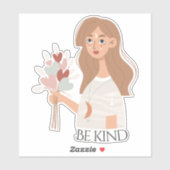 Boho Frau Bouquet Blume Retro freundlich sein Aufkleber (Blatt)