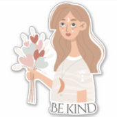 Boho Frau Bouquet Blume Retro freundlich sein Aufkleber (Vorderseite)