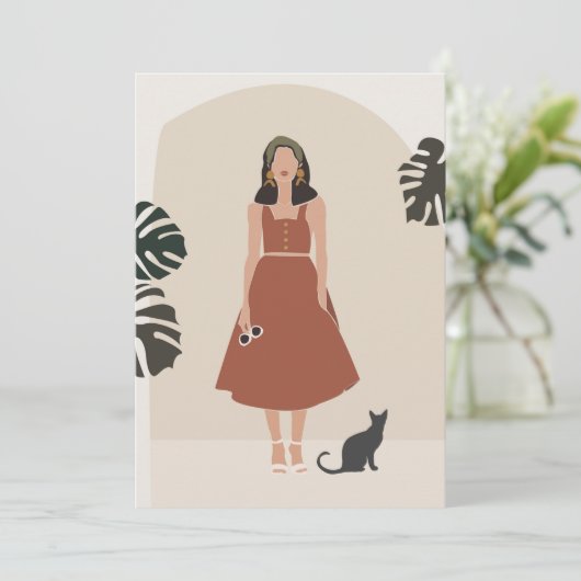 Boho Frau in Terracotta Dress Summer Fashion (Stehend Vorderseite)