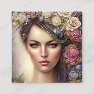 Boho Frau Portrait mit Glittery Full Background Telefonnummerkarte