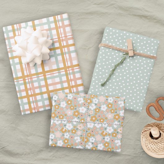 Boho Free Spirit Floral Pastel Fun Geschenkpapier Set
