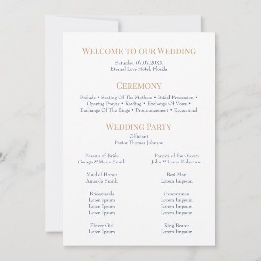 Boho French Blue Wildblume Meadow Wedding Program Einladung (Rückseite)