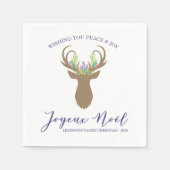 Boho French Christmas Reindeer Joy Weihnachten Typ Serviette (Vorderseite)