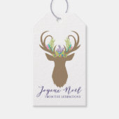 Boho French Christmas Reindeer Joyeaux Weihnachten Geschenkanhänger (Vorderseite)