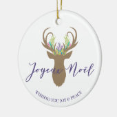 Boho French Christmas Reindeer Joyeaux Weihnachten Keramik Ornament (Links)