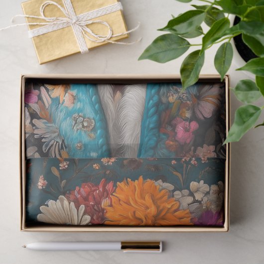 Boho French Poodle Portrait Decoupage Seidenpapier (Geschenk)