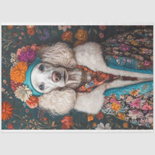 Boho French Poodle Portrait Decoupage Seidenpapier (Vorderseite)