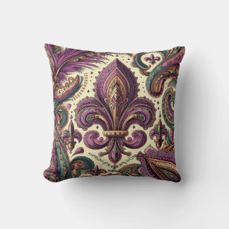 Boho French Quarter lila Fleur-de-lis Kissen