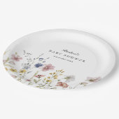 Boho Fresh Wildblumen Babydusche Pappteller (Schrägansicht)