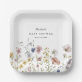 Boho Fresh Wildblumen Babydusche Pappteller (Vorderseite)