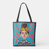 Boho Frida Style Tote Bag am Model Tote Bag Tasche (Rückseite)