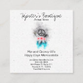 *~* Boho Friedenszeichen-Blumen-FedernGrunge Quadratische Visitenkarte (Rückseite)