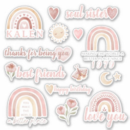 Boho Friend Birthday Vinyl Stickers Aufkleber