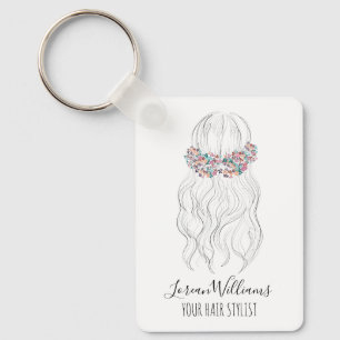 Boho Frisur Hochzeitsfriseur Blumen Romantisch QR Schlüsselanhänger