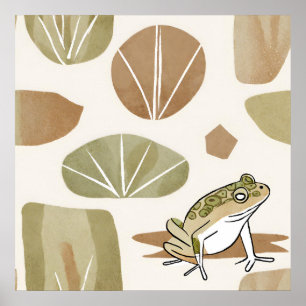 Boho Frog Lotus Leaf Botanische Kunst Moderne Poster