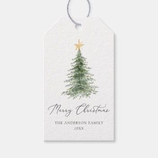 Boho Frohe Weihnachten Wasserfarben Baum Geschenkanhänger
