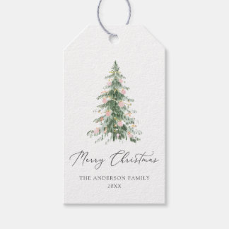 Boho Frohe Weihnachten Wasserfarben Baum Geschenkanhänger