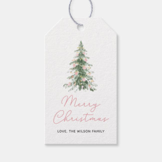 Boho Frohe Weihnachten Wasserfarben Baum Geschenkanhänger
