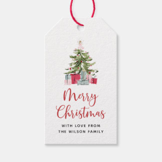 Boho Frohe Weihnachten Wasserfarben Baum Geschenkanhänger