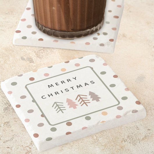 Boho-Frohe-Weihnachtsbäume und Punkte Steinuntersetzer