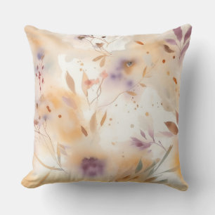 Boho-Frühlings-Aquarell-Gelb-Cream-Lavendel Kissen