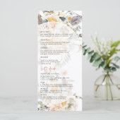 Boho-Frühlingsblumen | Hochzeitsmenü Menükarte (Stehend Vorderseite)