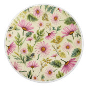 Boho-Frühlingsblumen  Keramikknauf (Vorderseite)
