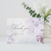 Boho Frühlingsblumen lila braun danke Karte (Stehend Vorderseite)