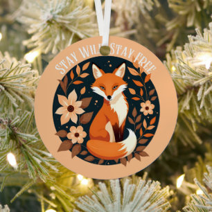 Boho Fuchs "Bleib wild, bleib frei" Wald-Design Ornament Aus Metall