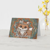 Boho Fuchs Geburtstagskarte  Karte (Gelbe Blume)