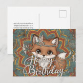 Boho Fuchs Geburtstagskarte  Postkarte (Vorne/Hinten)
