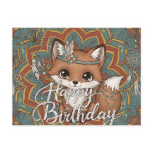Boho Fuchs Geburtstagskarte 