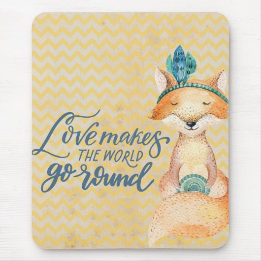 Boho Fuchs Liebe Zitat Mousepad (Vorne)