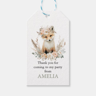 Boho Fuchs Mädchen 1. Geburtstag Favor für jedes A Geschenkanhänger