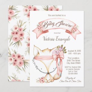Boho Fuchsien-Mädchen-Baby-Party-Einladungen Einladung