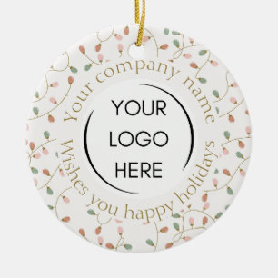Boho Fügen Sie Ihr Logo Firmenname Urlaubsleuchten Keramik Ornament