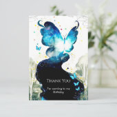 Boho Fun Butterfly Geburtstag Dankeskarte (Stehend Vorderseite)