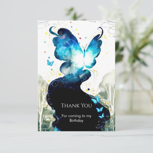 Boho Fun Butterfly Geburtstag Dankeskarte (Stehend Vorderseite)