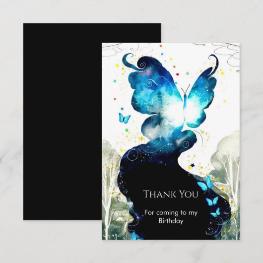 Boho Fun Butterfly Geburtstag Dankeskarte (Vorne/Hinten)