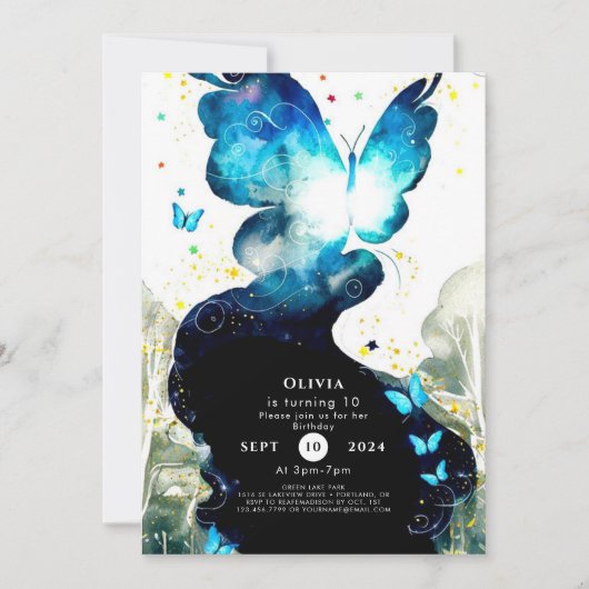 Boho Fun Butterfly Geburtstag Einladung (Vorderseite)