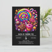 Boho Fun Candyland Digital Geburtstag Einladung (Stehend Vorderseite)
