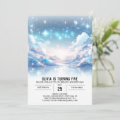 Boho Fun Celestial Digital Geburtstag Einladung (Stehend Vorderseite)