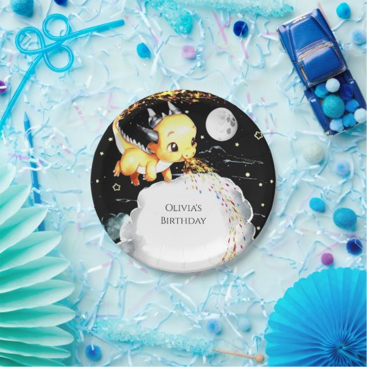 Boho Fun Dragon Birthday Pappteller (Party)