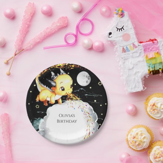 Boho Fun Dragon Birthday Pappteller (Party)