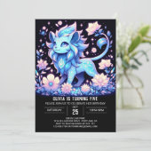 Boho Fun Lion Digital Geburtstag Einladung (Stehend Vorderseite)