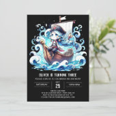 Boho Fun Pirate Birthday Einladung (Stehend Vorderseite)